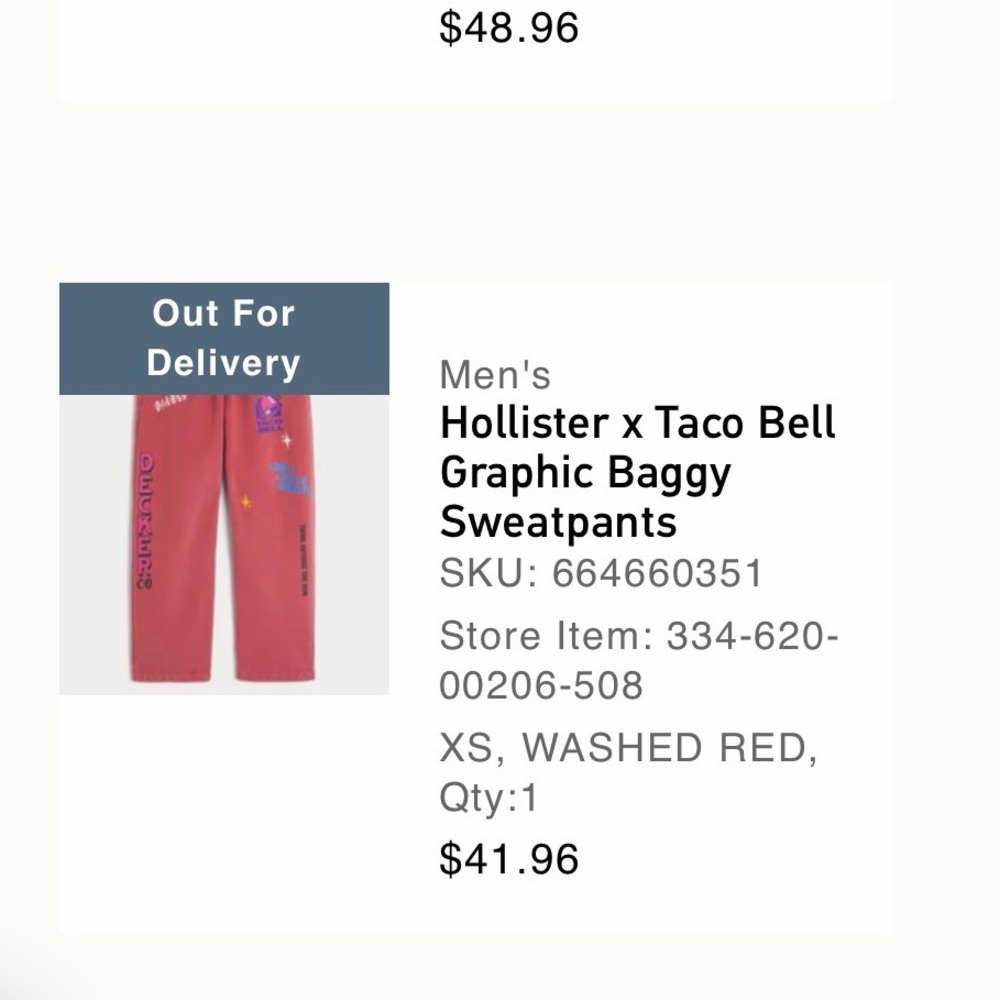 Hollister x Taco Bell Graphic Baggy Sweatpants; Washed Red XS - Picture 2 of 3